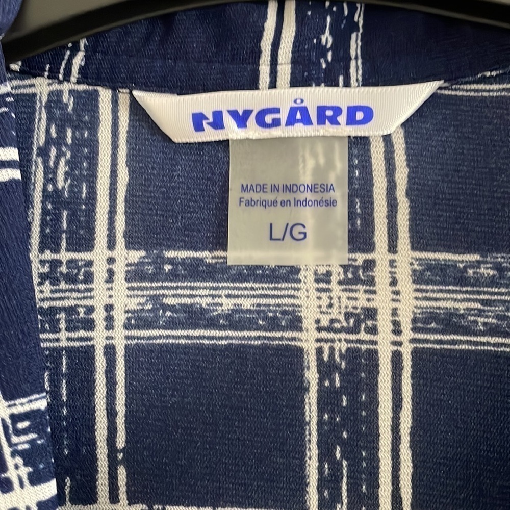 Nygard Tunic Button Down Navy Plaid Large - image 2